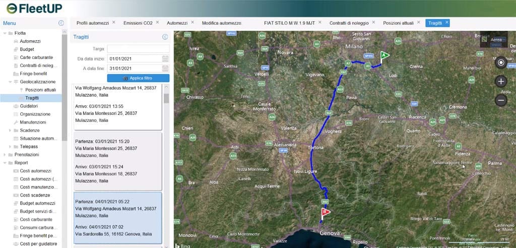 Gestione flotta aziendale con geolocalizzazione
