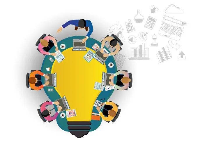 Riunione di lavoro, tavola rotonda, scambio di idee